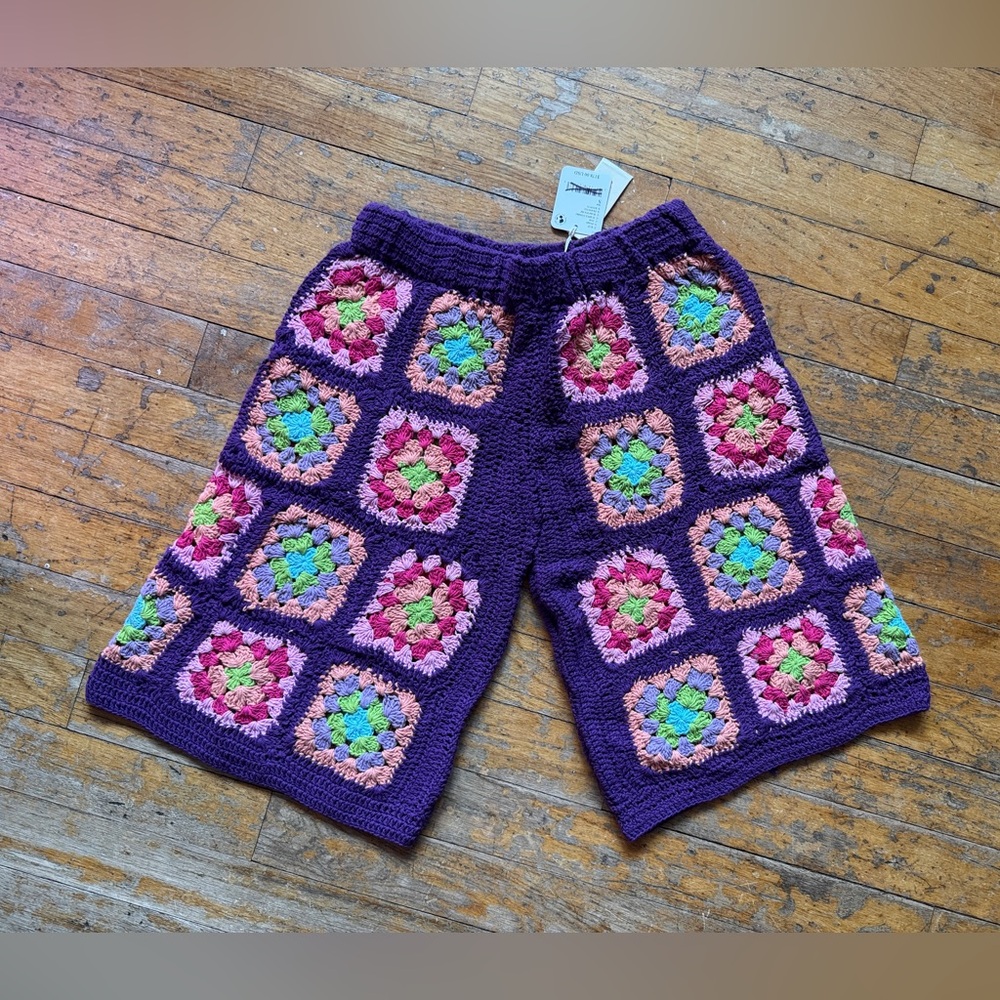 Free People x Flook - Frances Purple Crochet Grandma Shorts - Picture 3 of 5
